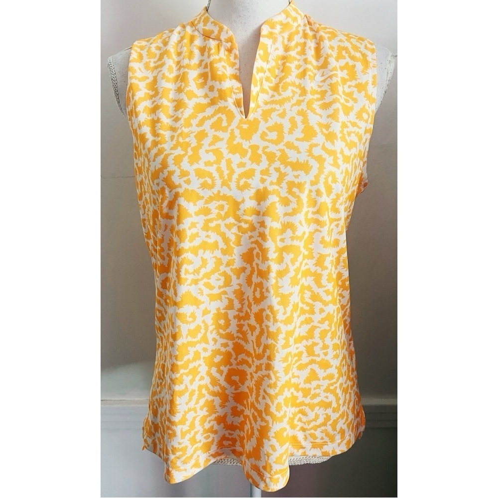 Nike • Victory Yellow/Orange White Patterned Sleeveless Tank Top